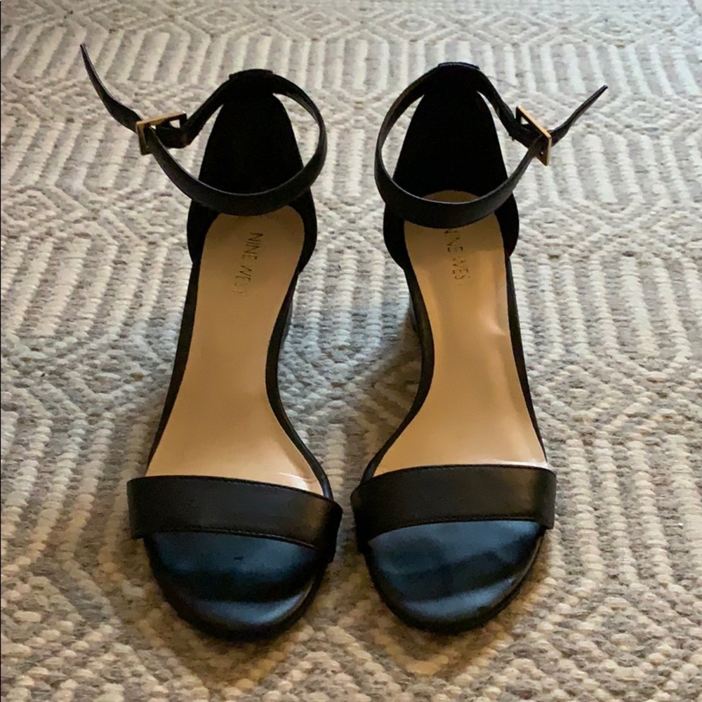 Black wedge sandals ankle strap